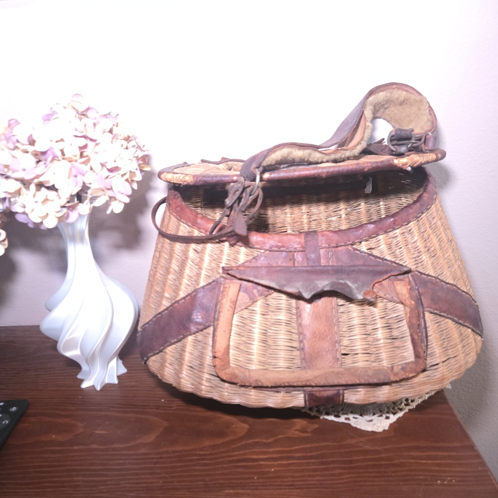 Antique Woven Fishing Creel